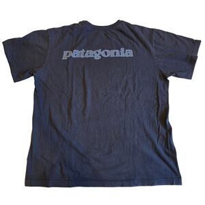 Patagonia Common Threads Organic Cotton T-Shirt Blue M Made in USA Early 2000s